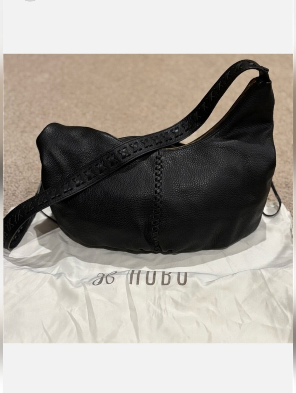 Hobo Opal Black Pebbled Leather Crossbody Shoulder Bag